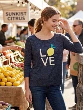 Gap Women's Navy 'Love' Lemons Knit Sweater Size XS-M